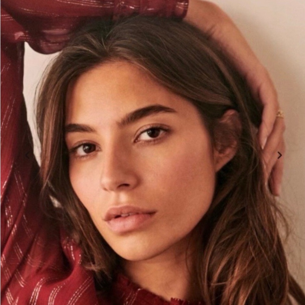 Sezane | Odile Burgundy Striped Long Sleeve Dress - Picture 2 of 5
